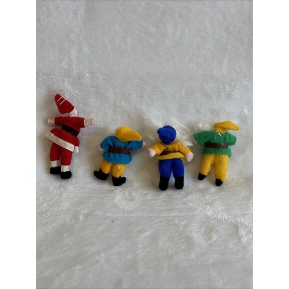 Vintage Lot Of 4 Winter Characters Santa & 3 Winter Woodsmen Small Cloth - Picture 7 of 12